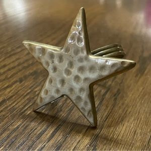Brass Hammered Star Napkin Rings - set of 8
